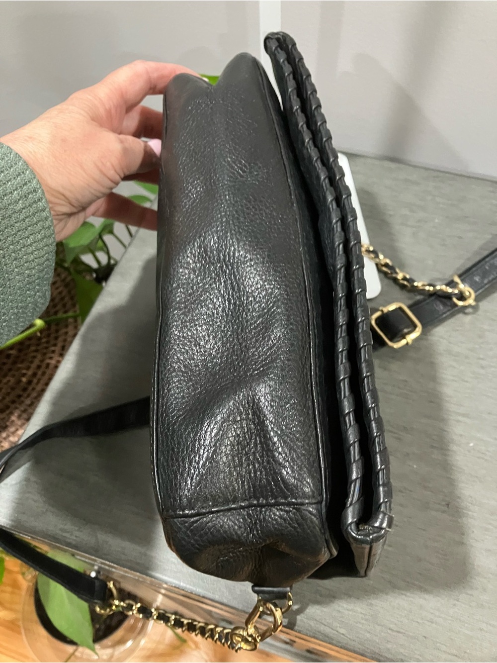 Tory Burch Black Leather Crossbody Fold-Over Bag - Picture 4 of 8